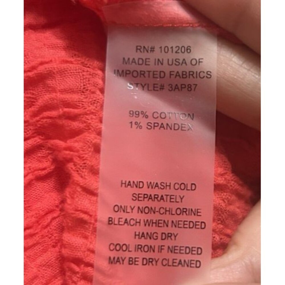 Soft Surroundings Red Crinkle Gauze Tunic Top Cowl Neck Soft Textured PXL USA - Picture 11 of 11